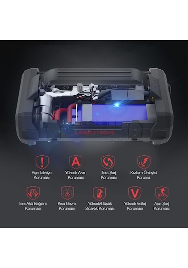 Lokithor Ja2500 12v 2500amp Lifepo4 Akıllı Akü Takviye + Pompa + Powerbank + Led Lamba