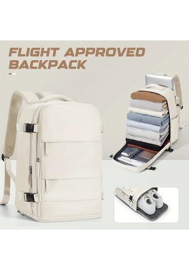 Dashanshop Hafif Nylon Seyahat Sirt Cantasi Beige With Brown Laptop Bolmeli Ayarlanabilir Askili Cok Cepli Is Gundelik Kullanım A Gri