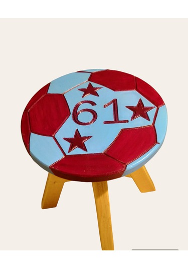 Fanatik Trabzonspor El Yapımı Ahşap Çocuk Taburesi