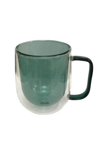 Çift Cidarlı Cam Kupa Yeşil Renk