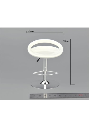Skycity 1/6 Ölçekli Dönen Bar Tabureti - 30 Cm Figürlere Uygun Plastik Ve Alyuminyum Mobilya Beyaz