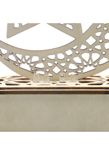 Xiyyadms Ahşap Ay Ve Yıldız Desenli Led Işıkli Ramazan/raya Dekorasyon - Ev Zieratı Ve Gece Lambası Pil Dahil Değil