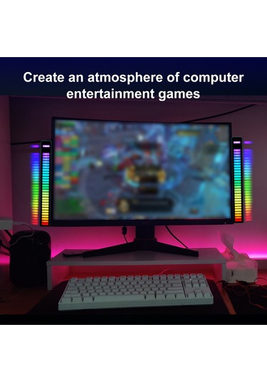 Youtek D08 Rgb Sesli Işık: Renkli Ritim, Tek Renk Spektrum, Solunum Modu - Parlaklık/hız Ayarlanabilir, Gürültü Engelleme Mikrofonlu Beyaz