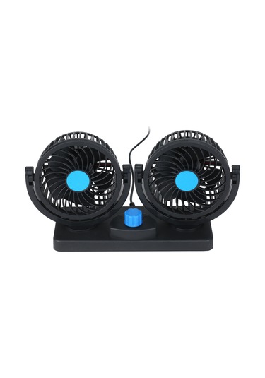 Maiyame 12v Usb İki Başlı Soğutma Fanı - 360 Derece Dönebilen, 2 Hızlı, Ev Ve Araç İçin Sessiz Soğutucu - Mavi Siyah