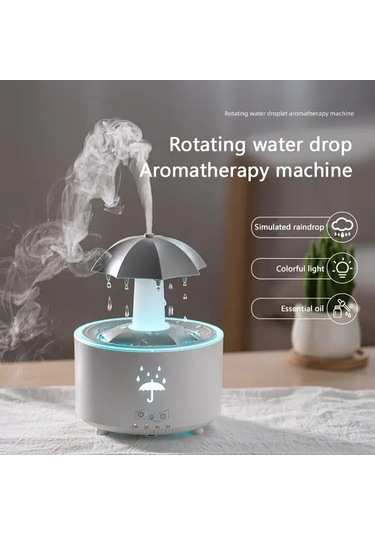 Motion003 Beyaz Döner Şemsiye Damlası Nemlendirici Büyük Sisli Ev Kullanımı Masaüstü Renkli Aydınlatma Uzaktan Kumanda Yatak Odası Ofis İçin