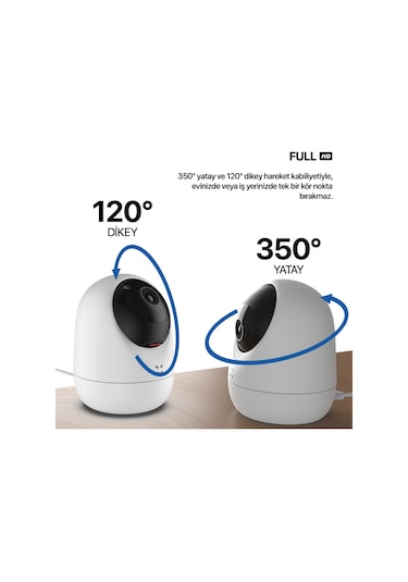 Xenon Smart Akıllı İç Mekan Kamera 1080p Full HD Gece Görüşlü 3 MP Güvenlik Kamerası 3 Adet