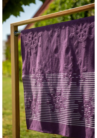 Menderes Home Cotton Collection Bukle Plaj Havlusu Çark Mor