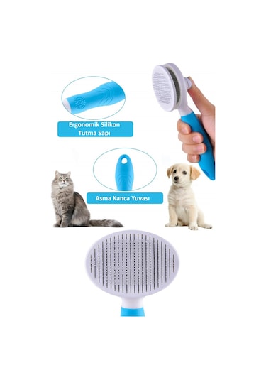 Tilbe Home Basmalı Kedi Fırça ve Tarağı Beyaz - Mavi