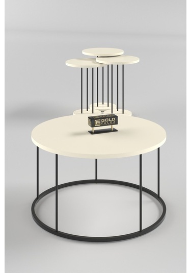 Orta Sehpa Ve Zigon Sehpa Terra Set Krem