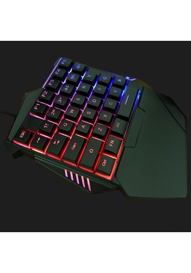 Yuntech01 Ergonomik Wrist Restli 35 Tuşlu Kablolu Bir El Oyun Klavyesi, Rgb Işıklı Sessiz Abs Materyal Pubg Oyuncu Yardımı