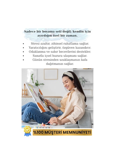 Sayılarla Boyama Seti Numaralı Tuval Fırça Boya 40x50 Cm - Sevimli Kediler