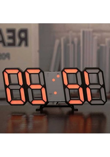 Ganzhoushop Zilinn Yatak Versiyon-11 Turuncu-normal Saati Saat Saat Renki Oturma Odası Odası Odası Masaüstü Led Duvar Dijital Dijital Dekorasyonu Çok Çalışma Basit 3d Pl Çok Renki