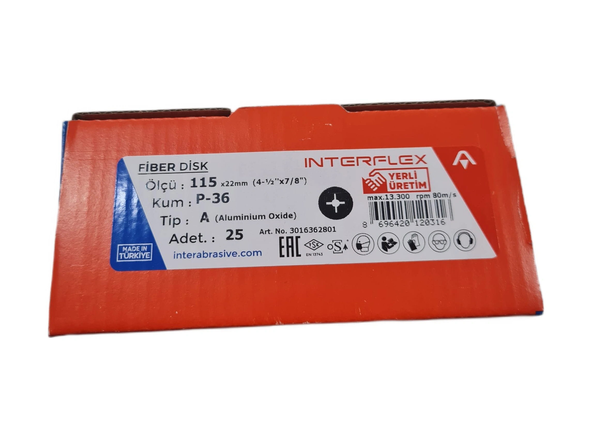 Fiber Disk Zımpara Interflex V115 36 Kum 25 - Adet