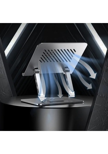 360 Derece Dönebilen Tablet Standı, 360 Derece Dönebilen Tabanlı Bilgisayar Standı, Ayarlanabilir Tablet Standı Gri