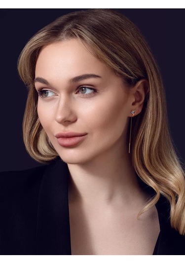 Sılver Whale Taşlı Uzun Zirkon Kuyruklu Gümüş Küpe 216920133 Altın