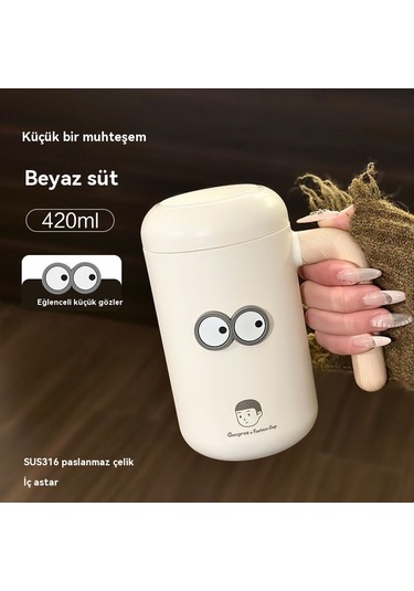 Velvettidesgucgres Kız Büyük Kapasiteli Termos Bardak 316 Çay Bardak Kap Ofis Ev Paslanmaz Çelik Su Bardak Xiao Xuan 420ml Göz Çıkartmaları