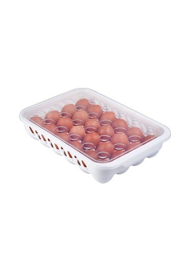 Yumurta Kapalı Saklama Kabı 24'lü Beyaz Çok Renkli