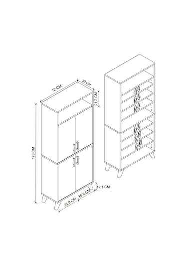 Bofigo 4 Kapaklı Ayakkabılık 9 Bölmeli Ayakkabılık Çok Amaçlı Dolap Beste Çam Çam
