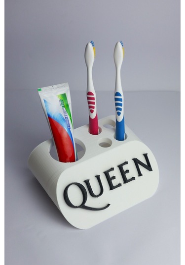 Queen - Dekoratif Diş Fırçalık Beyaz