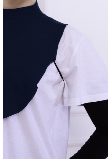 Balıkçı Yaka Boyunluk Lacivert - Dik Yakalı Kadın Tesettür Penye Yarım Body Hijab Namaz Boyunluğu Lacivert