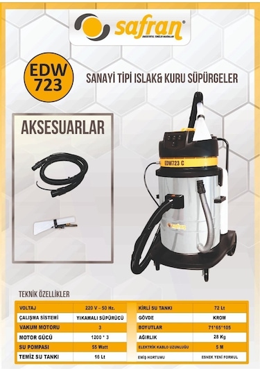 Safran Edw 723 17 Lt Temiz ,72 Lt Kirli Su Tankı Kapasite 3600