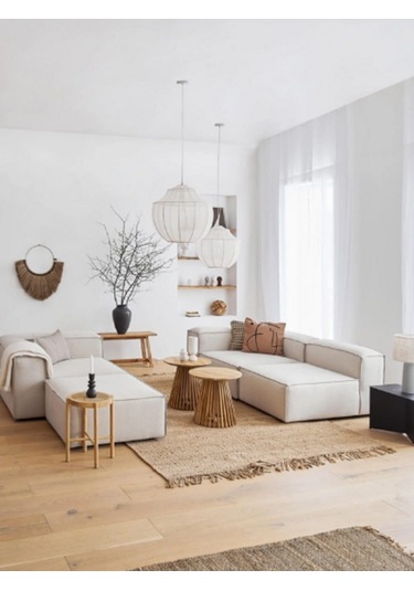 Mode Soft Köşe Koltuk Takımı 4 Modül Kırık Beyaz Keten Kumaş