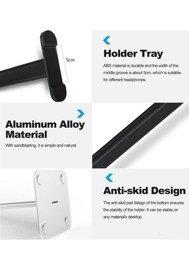Yunboo Alaşımlı Kulaklık Askısı - Sökülebilir, Dengeli Ve Dayanıklı Masaüstü Stand