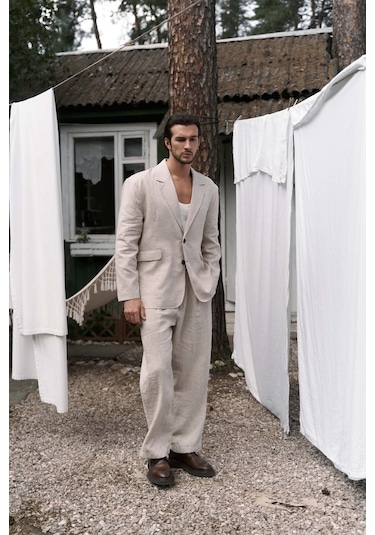 Bohemai Carlo Naturel Keten Erkek Blazer Naturel