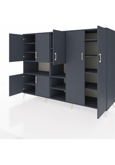 Kronos Dolap 13 Raflı 7 Kapaklı 220x59x163 Antrasit-antrasit Antrasit-antrasit