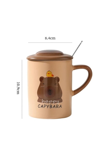 Brown Capybara Temalı Seramik Kupa-465 Çok Renkli