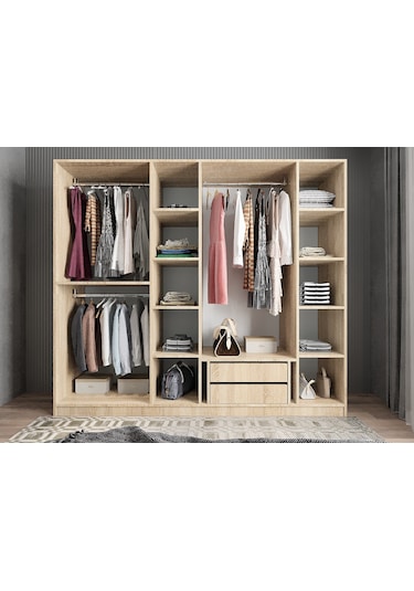Diana 6 Kapaklı Dolap Gardırop Meşe