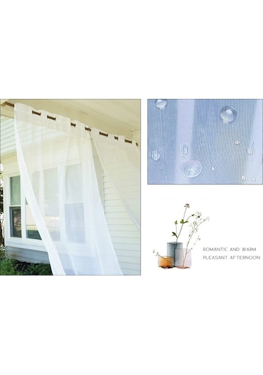 Xindoker Beyaz Tekli Perde - Poliester, Su Geçirmez, Uv Koruyucu, İç/iç Dış Kullanım, 132x183 Cm, Delikli Desen Beyaz