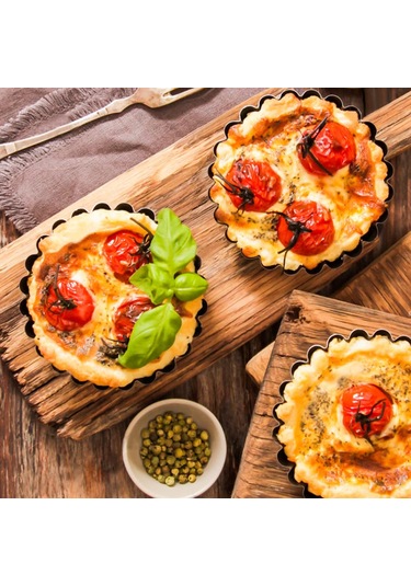 Maiyame 12 Adet Siyah 4 İnç Karbon Çelik Pasta Kalıbı, Anti Yapışkan Tabaka, Çıkarılabilir Taban, Ev Fırınlama Tart Ve Pasta Kalıbı Seti Siyah