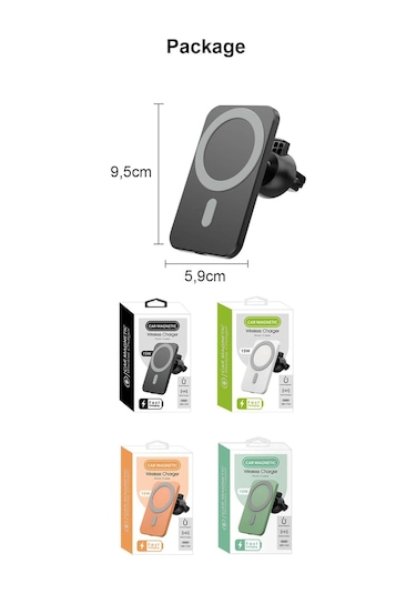 Teknoloji Manyetik Kablosuz Araba Şarj Cihazı Qi 15w İphone'lar İçin Hızlı Araba İstasyonu