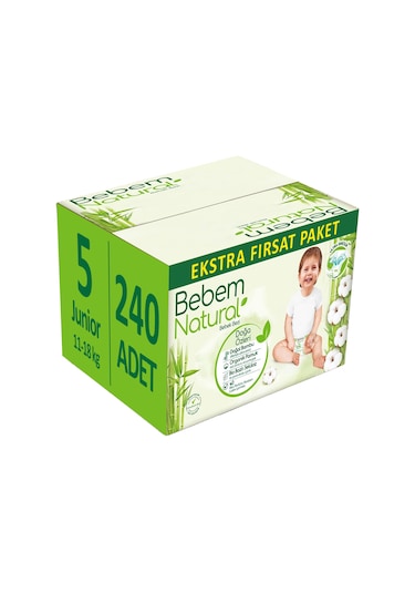Bebem Bebek Bezi Natural Beden:5 11-18kg Junior 240 Adet