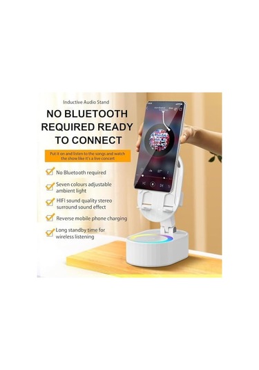 Moveevo Beyaz 300 Katlanabilir Bluetooth Hoparlör - Kablosuz Ses, Telefon Tutucu, 3000mah Acil Şarj, Renkli Ambiyans Işığı