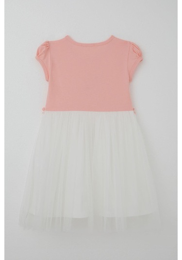 Breeze Kız Çocuk Elbise Sevimli Flamingo Nakışlı Tüllü 4-8 Yaş, Somon SOMON