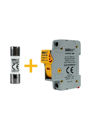 Dc Sigorta + Sigorta Yuvası 32a 1000v - 12 Adet