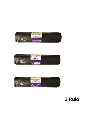 Ecoplast  240 L Siyah Hantal Konteyner Çöp Torbası - 100 x 150 CM - 600 G - 10 Adetlik 3 Rulo