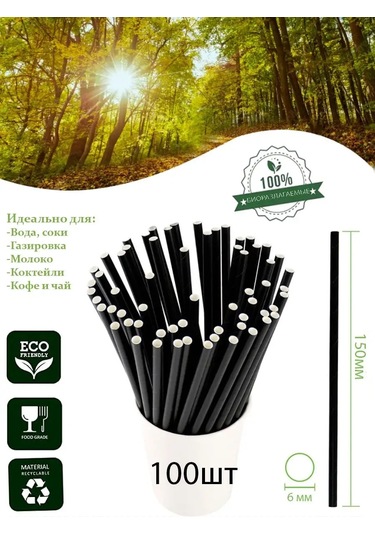 Homez Kâğıt Kokteyl Pipetleri 100 Adet, 6x150 Mm Pipetler 144320843