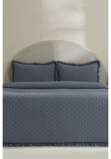 Karaca Home Viona Çift Kişilik Yatak Örtüsü Seti Mavi Mavi