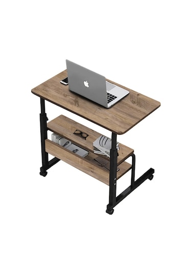 Yükseklik Ayarlı Ve Çift Raflı Laptop Sehpası Ve Çalışma Masası 1 Ceviz