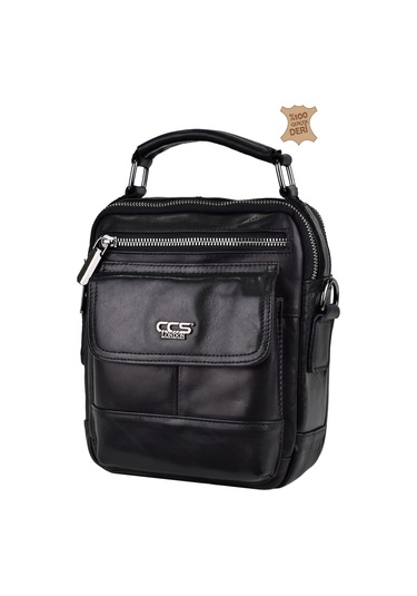 Elatae Ççs Çok Gözlü Hakiki Deri Erkek Çantası Siyah 31441