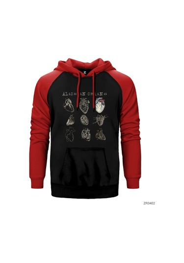 Alice In Chains Heart Attack Kırmızı Reglan Kol Kapşonlu Sweat Kırmızı