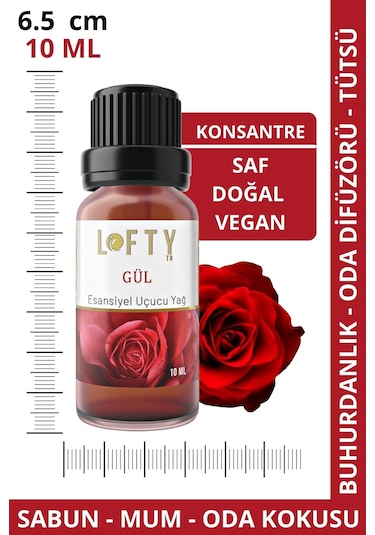 Lofty Gül Bahçe Gülü Amber Doğal Uçucu Yağ Saf Buhurdanlık Esansı Oda Kokusu 10 ML