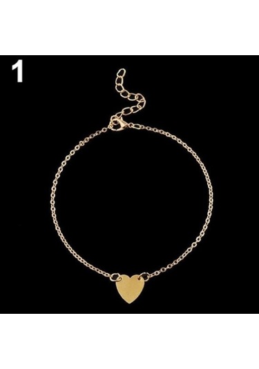 Novahub Altın Kadın Aşk Kalp Ayak Bileği Zincir Halhal Bilezik Plaj Sandal Ayak Takı Altın Altın