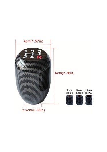 Chuangyinshop Karbon 6 İleri Alaşım Vites Topuzu Manuel Otomatik Şanzımanlar İçin Siyah