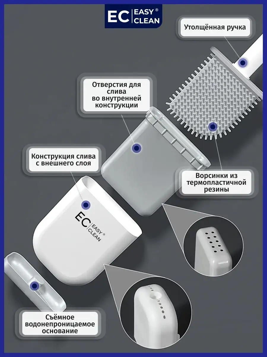 Easy Clean Tuvalet Temizleme Fırçası Silikon Duvar Tipi 70102991 Beyaz