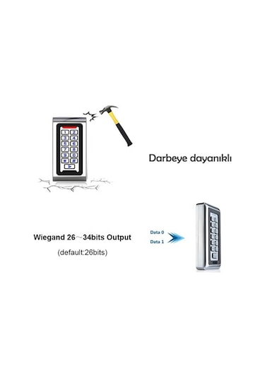 Metal Uzun Rfıd Şifreli Kapı Kilidi Su Geçirmez + 10 Kart