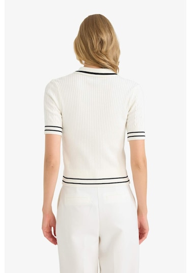 Defacto Regular Fit Polo Yaka Kısa Kollu Kazak D9007ax25auer105 Ekru Defacto Regular Fit Polo Yaka Kısa Kollu Kazak D9007ax25auer105 Ekru